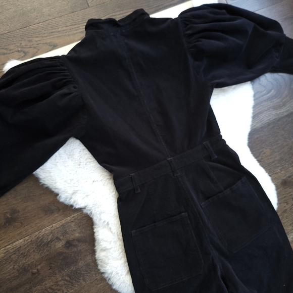 We Wore What 70s Corduroy Puff Sleeve Flared Jumpsuit - Picture 8 of 14
